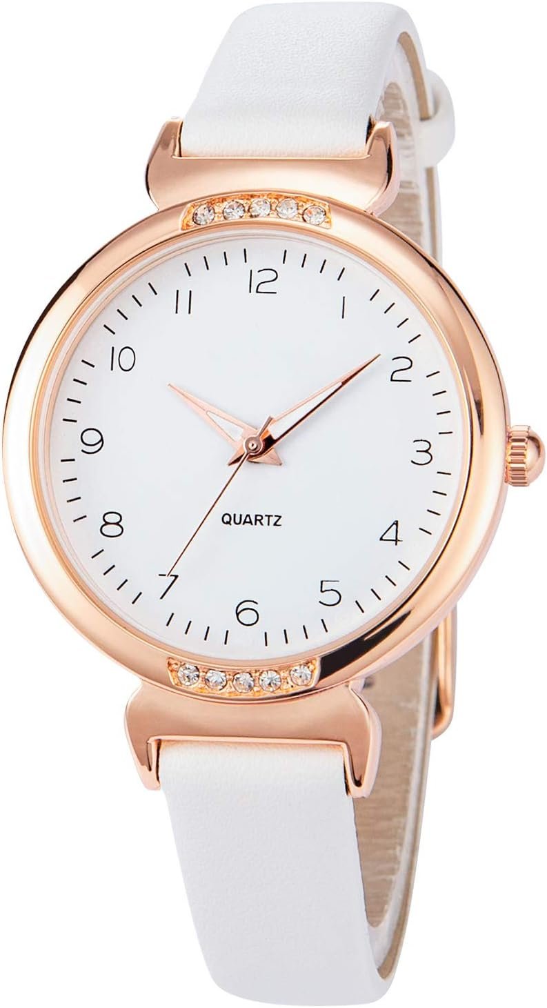 NUOVO Women’s Silicone Sports Watch – Crystal Accented Leather Strap Analog Display