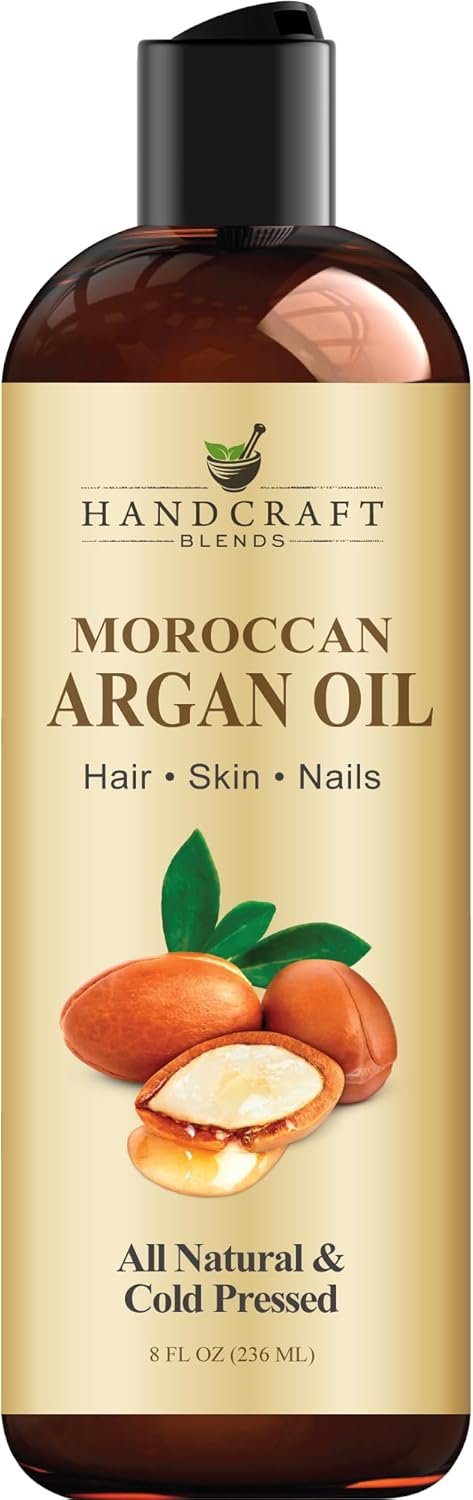 Handcraft Blends Moroccan Argan Oil – 8 Fl Oz – 100% Pure and Natural – Premium Grade Carrier Oil for Skin and Hair – Hair and Body – Massage – Cold-Pressed
