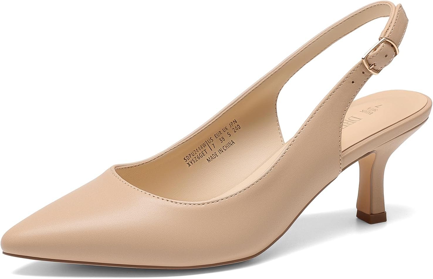 DREAM PAIRS Women’s Kitten Slingback Heels Pumps | Closed Pointed Toe Low Heels Sexy Casual Dress Shoes for Party Wedding Office Work and Shopping