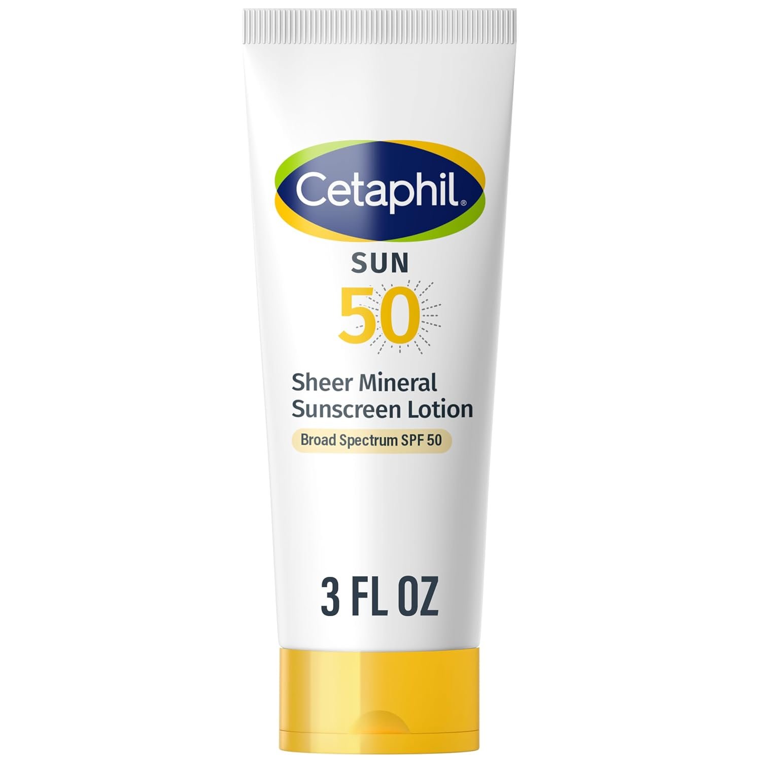 Cetaphil Sheer Mineral Sunscreen Lotion, Face & Body, SPF 50, 3 fl oz | 100% Mineral Zinc Oxide & Titanium Dioxide, Broad Spectrum UVA/UVB, Sensitive Skin, Dermatologist Recommended, Non-Chemical