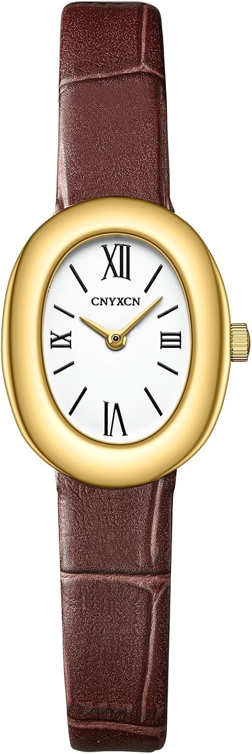 CNYXCN Women’s Bracelet Gold Watch – Vintage Elegant Oval Bangle Watch – Gold Jewellery Style Quartz Wristwatch – Gift for Her