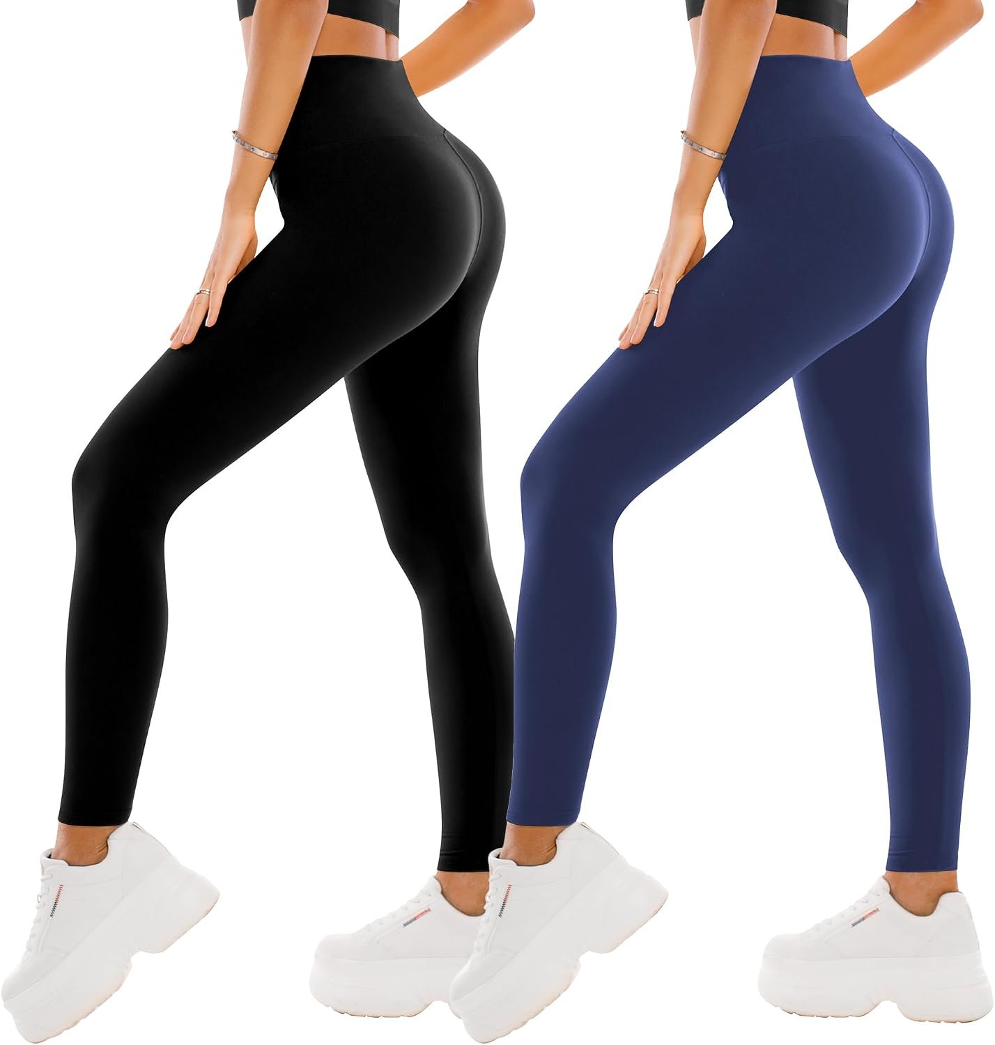 SINOPHANT High Waisted Leggings for Women, 2 Packs | Buttery Soft, Yoga Pants, Workout Athletic