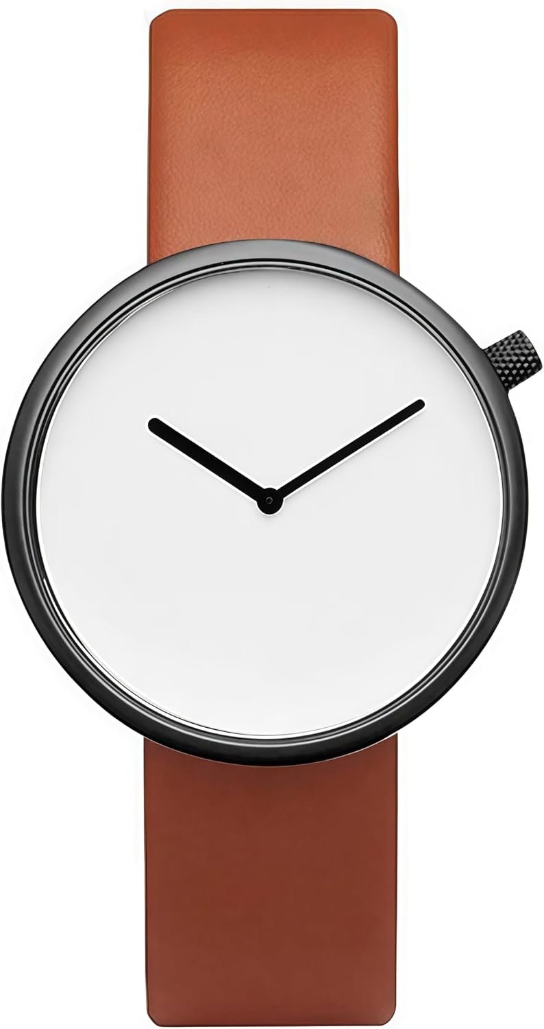 Gosasa Minimalist Unisex Quartz Watch – 1.57″ Dial, Genuine Leather Strap, Ultra-Thin 0.31″, 30M Waterproof Simple Analog Wristwatch for Men and Women