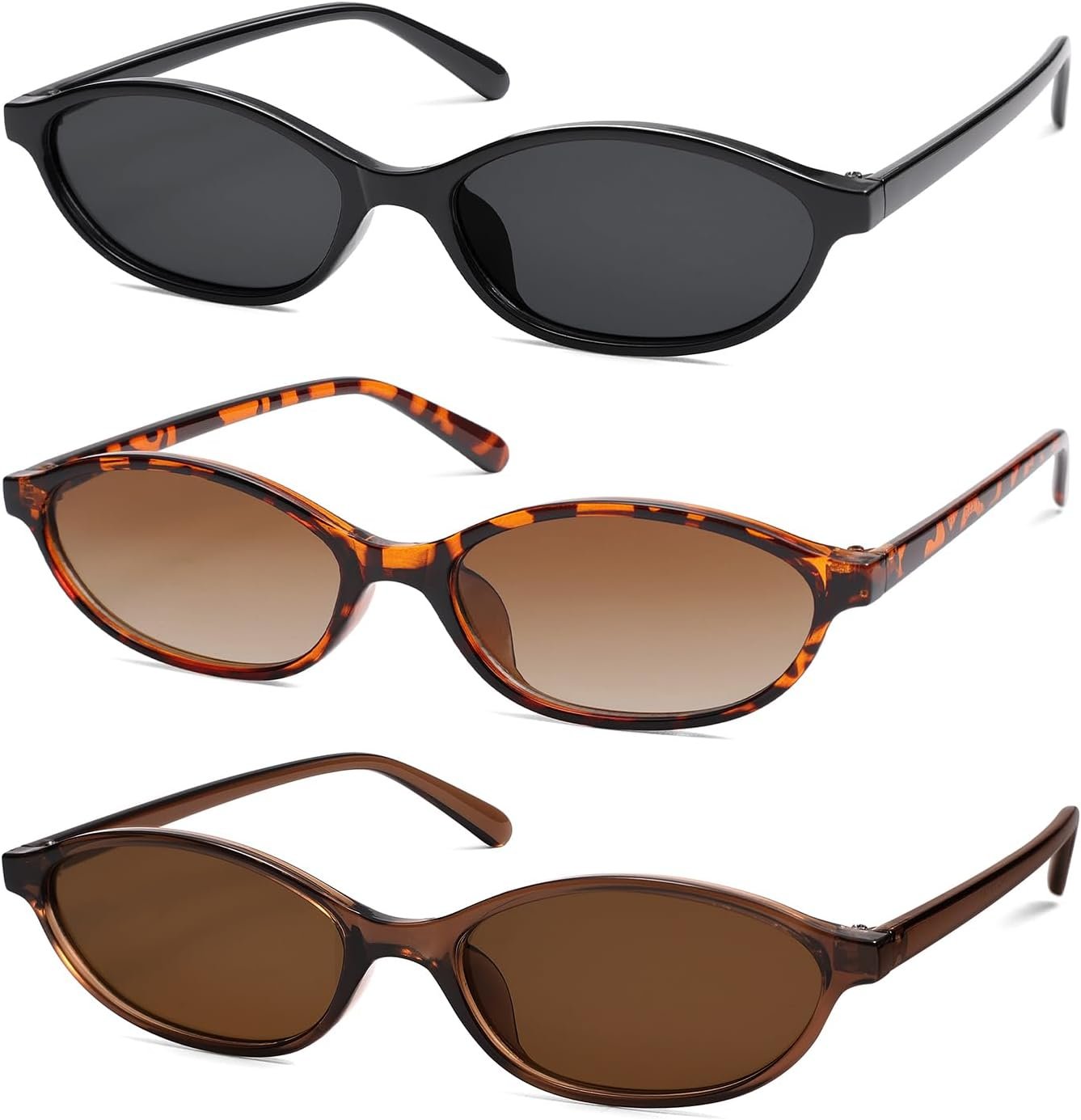 Retro Oval Cat Eye Sunglasses for Women Y2k 2000s Trendy AR82253 | Narrow Round 90s Designer Sun Glasses, Fashion Small Cute Skinny Sunnies