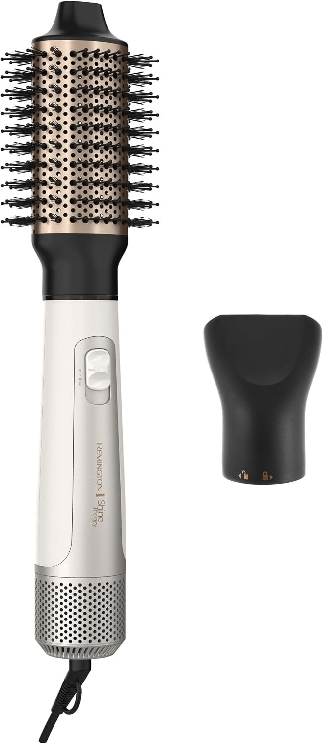 Remington Shine Therapy Hair Dryer Brush 2.4” Oval Hot Air Brush Keratin Argan Oil Ionic Anti-Frizz Ceramic Volumizer 1100W Blowout Styler for Smooth Frizz-Free Salon Hair