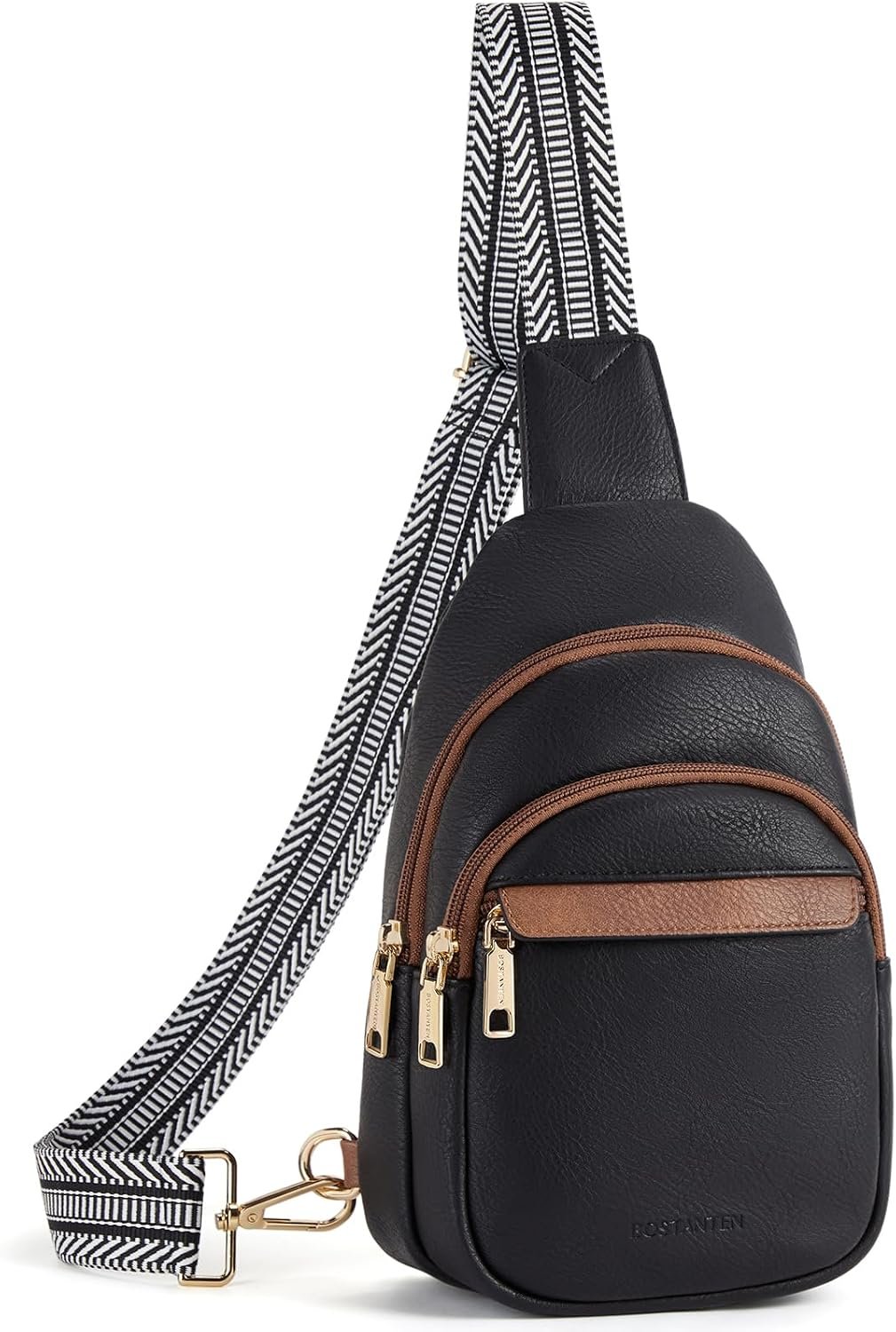 BOSTANTEN Sling Bag for Women Leather Crossbody Bags Fanny Pack Chest Bag for Travel | Adjustable Wide Strap, Small, Anti Theft, Lightweight, Multi Pockets and Carrying Way, Card Slot, Cute Trendy for Everyday