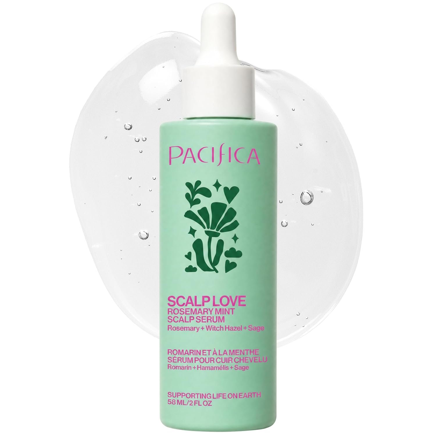 Pacifica Scalp Love Rosemary Mint Serum – Dry, Flaky, and Itchy Scalp Serum, Hydrating, Moisturizing, and Calming Treatment Formulated with Witch Hazel, Vegan and Cruelty-Free – 2 Fl Oz