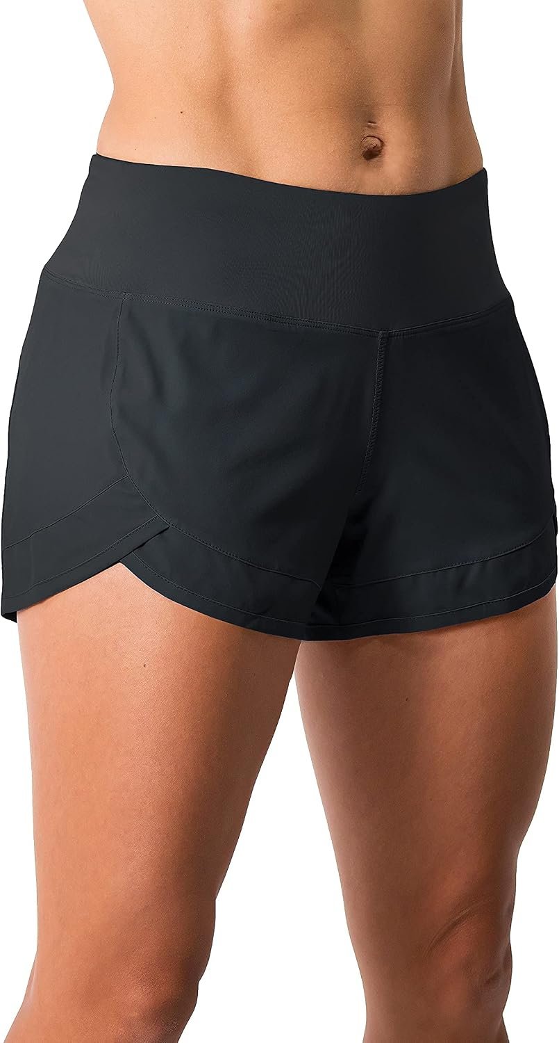 Tough Mode Womens 3″ Lightweight Running WOD Volleyball Shorts Workout Mesh Liner Zip Pocket