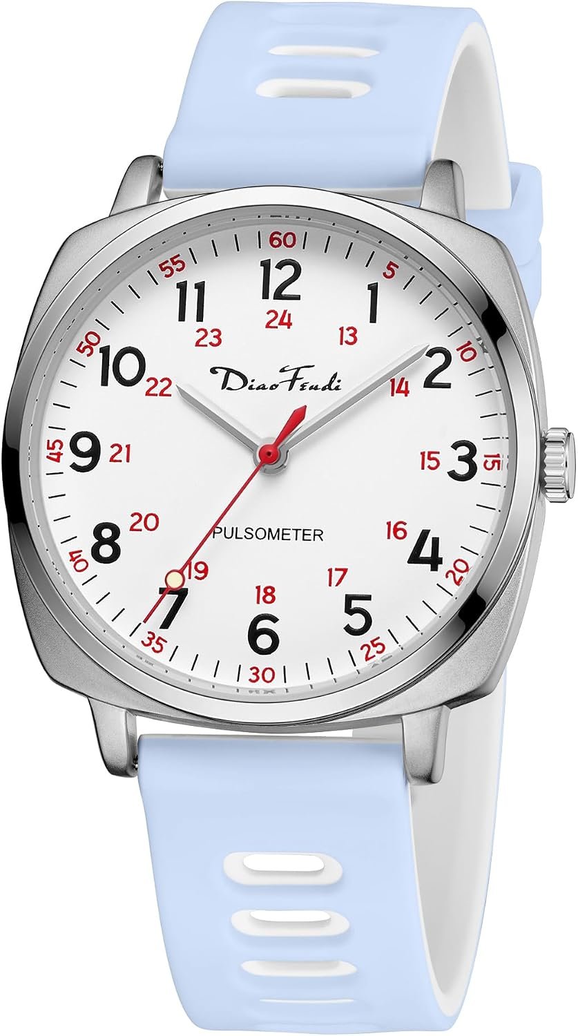 Diaofendi Waterproof Nurse Watch for Medical Professionals,Women Men, 24 Hour with Second Hand, Military Time Easy to Read Dial
