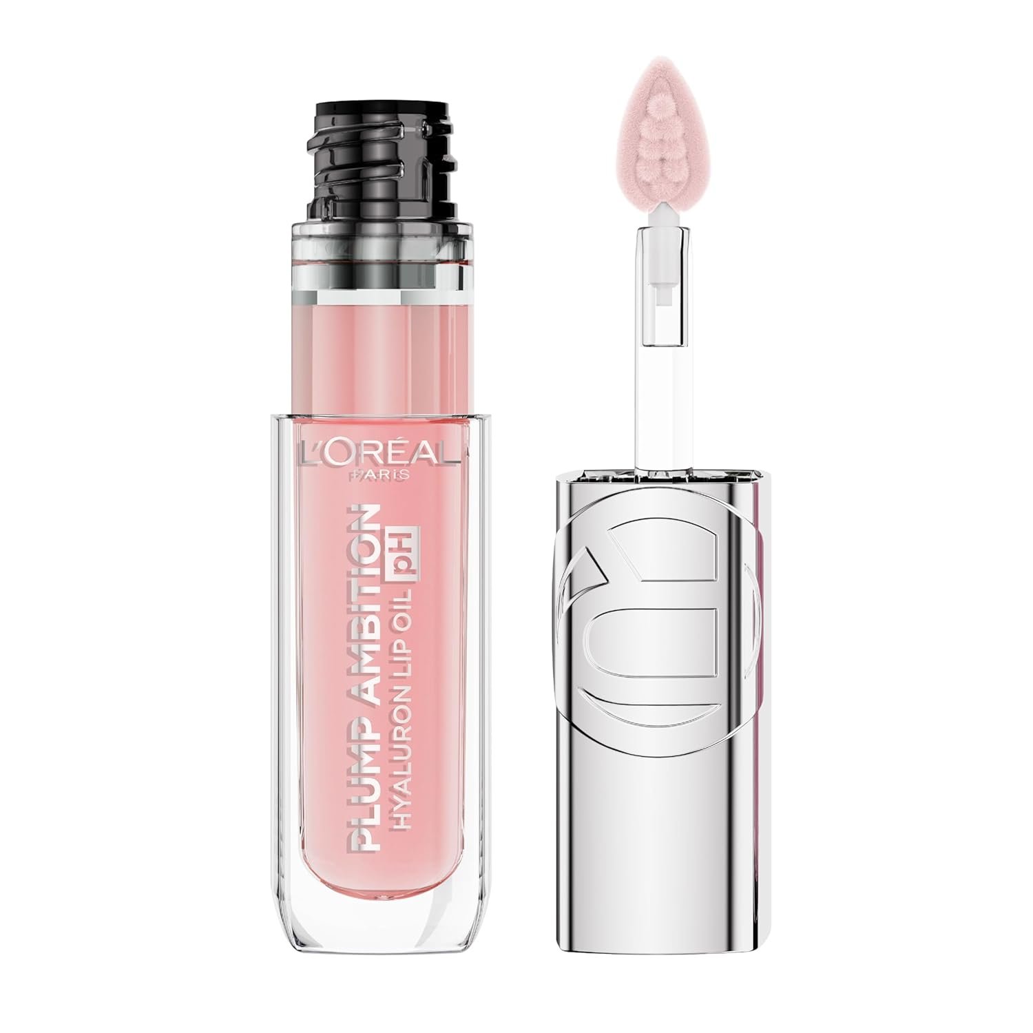L’Oreal Paris Plump Ambition pH Hyaluron Lip Oil, Color Shifting Lip Tint with 24HR Hydration, Volumizing Shine and Lasting Color, 020 pH Rosé