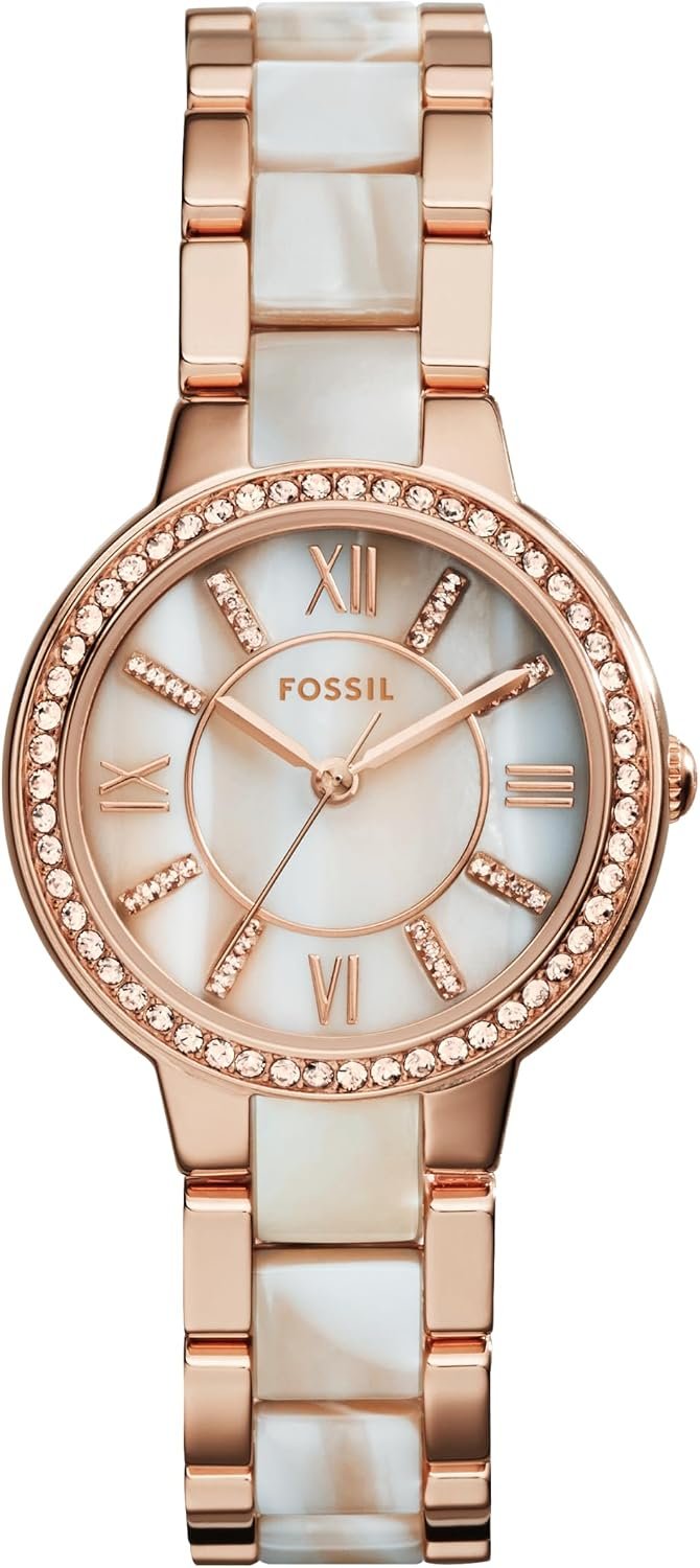 Fossil Women’s Watch, Virginia Quartz Stainless Steel Three-Hand Watch for Women