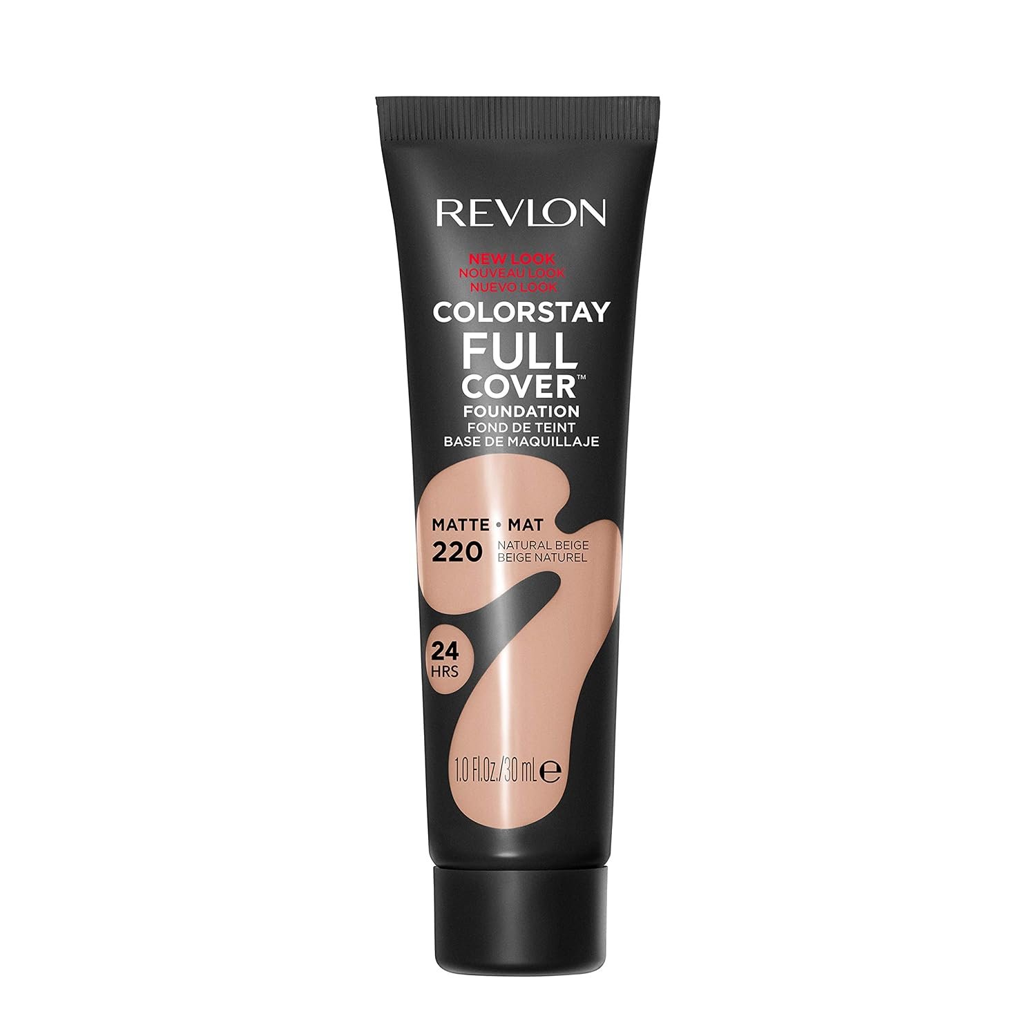 Revlon ColorStay Full Cover Longwear Matte Foundation, Heat & Sweat Resistant Lightweight Face Makeup, 220 Natural Beige, 1.0 fl oz