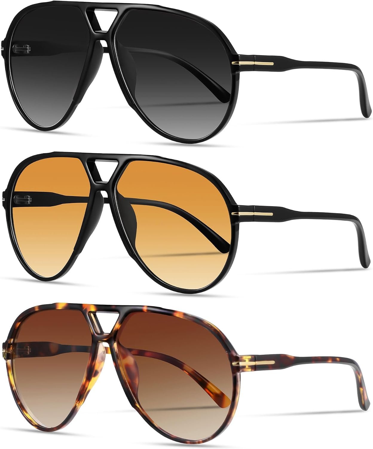 Oversized Retro Aviator Sunglasses for Women Men Classic 70s Trendy Vintage Style Large Frame Sun Glasses
