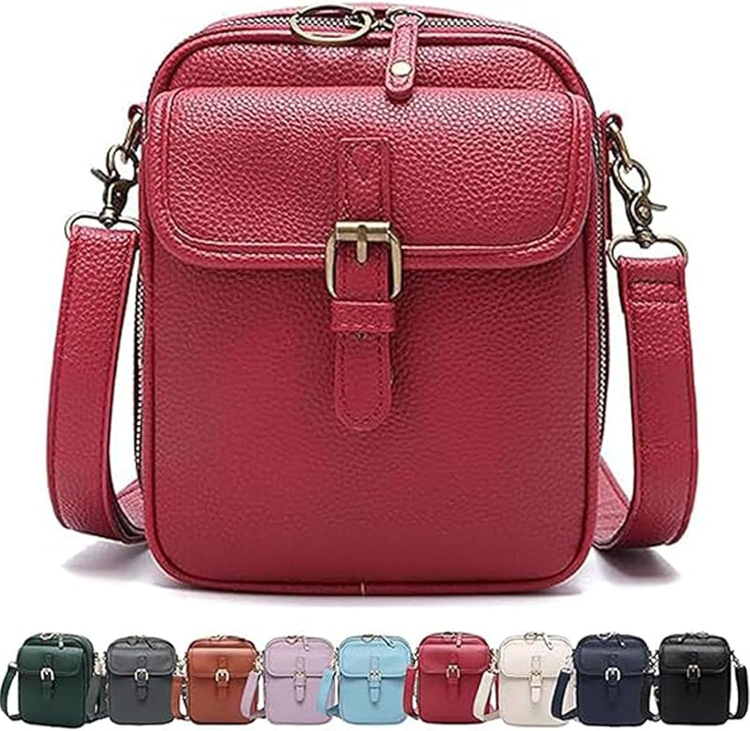 Leather Crossbody Bag for Women,Anti-Theft Messenger Bag with Large Capacity,Built-in Purse Card Slots Shoulder Sling Bag