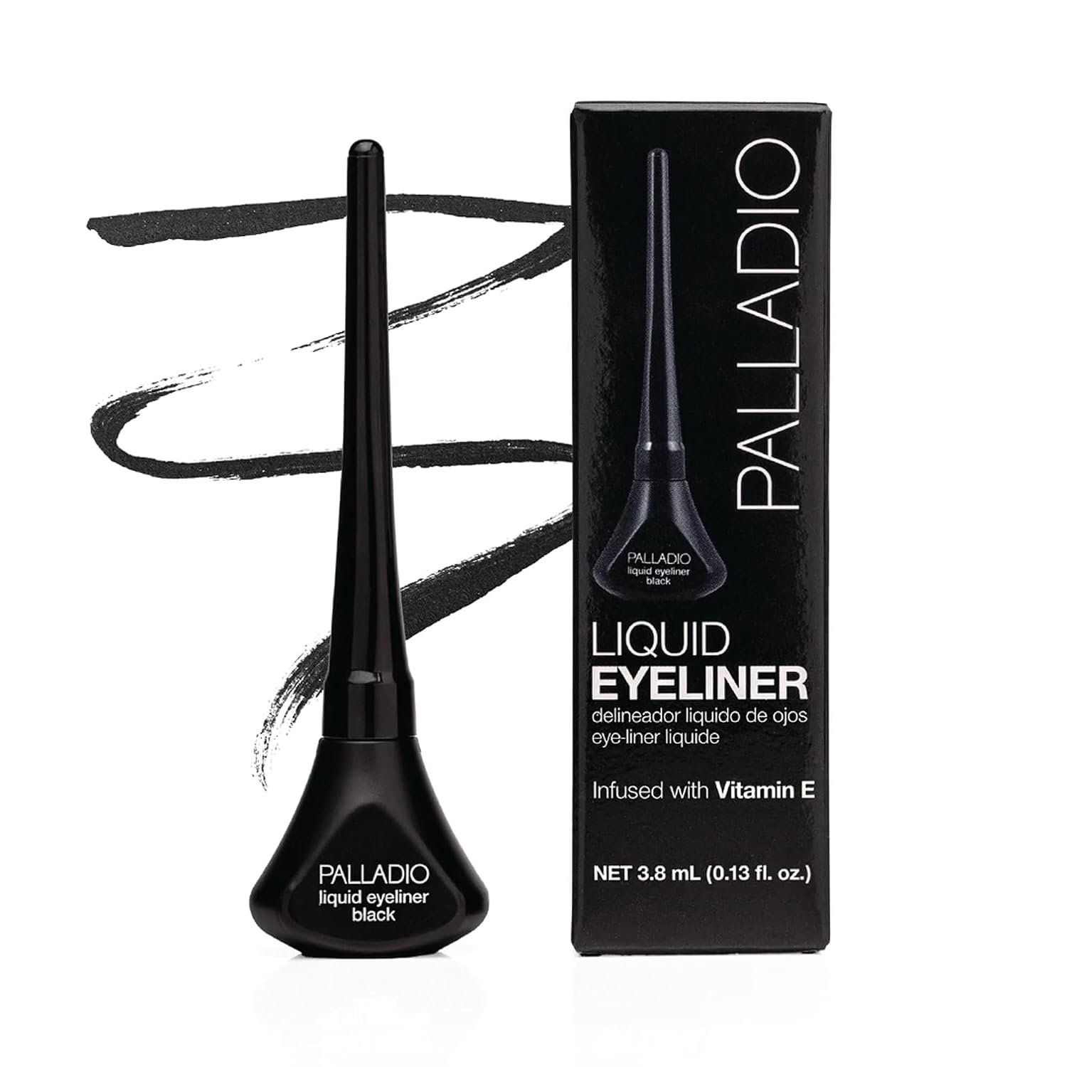 Palladio Liquid Eyeliner, Highly Pigmented and Waterproof, For Intense Eye Definition, Smear-proof Eyeliner Liquid, Includes Easy Grip Wand and Felt Tip Applicator, Black