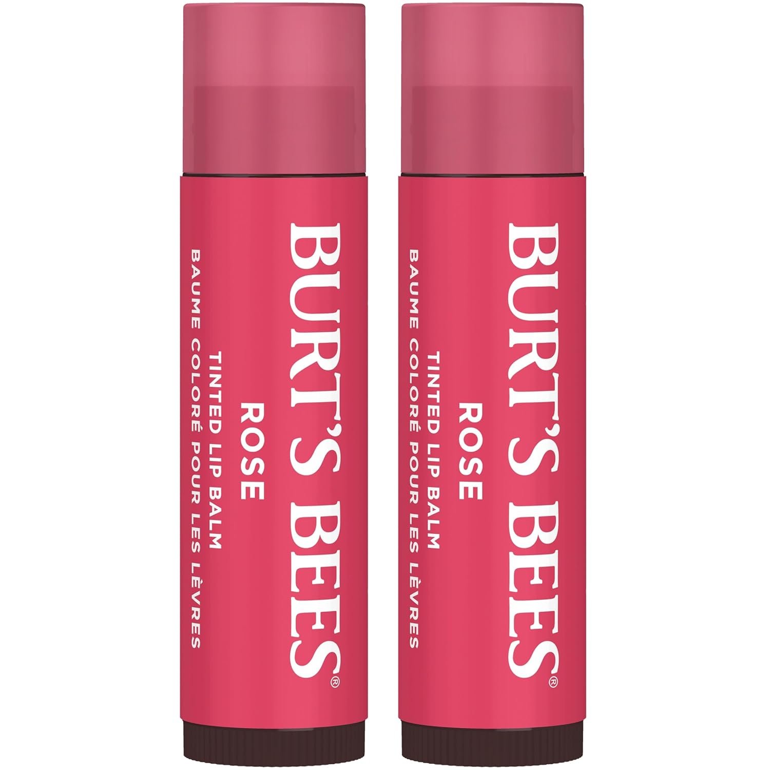 Burt’s Bees Lip Tint Balm, Petal Rose, 0.15 oz., 2 Tubes | Tinted Balm Formula, Color Infused with Hydrating Shea Butter for a Natural Looking Buildable Finish, 8 Hour Moisture