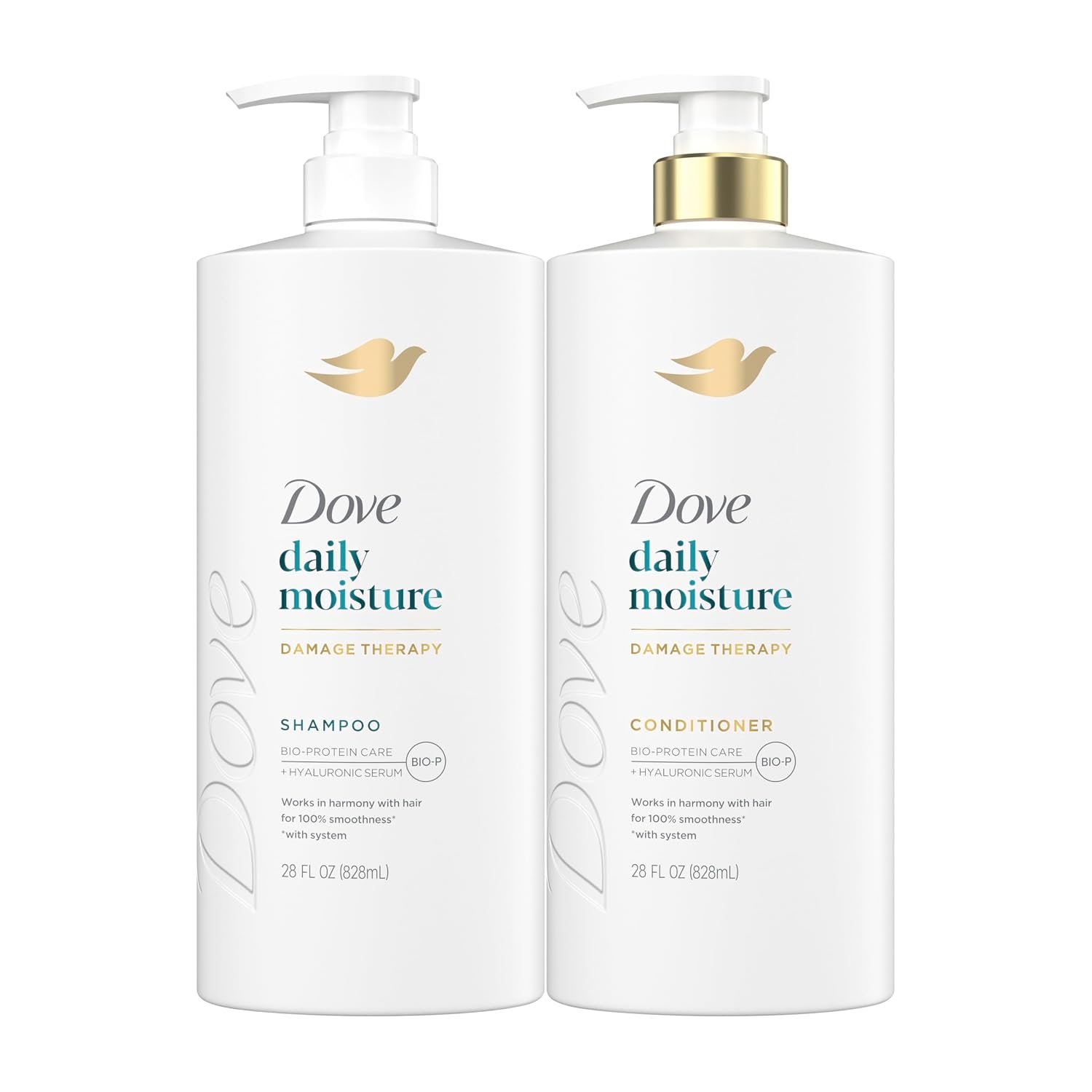 Dove Daily Moisture Shampoo & Conditioner Set for Dry Hair, 28 Fl Oz