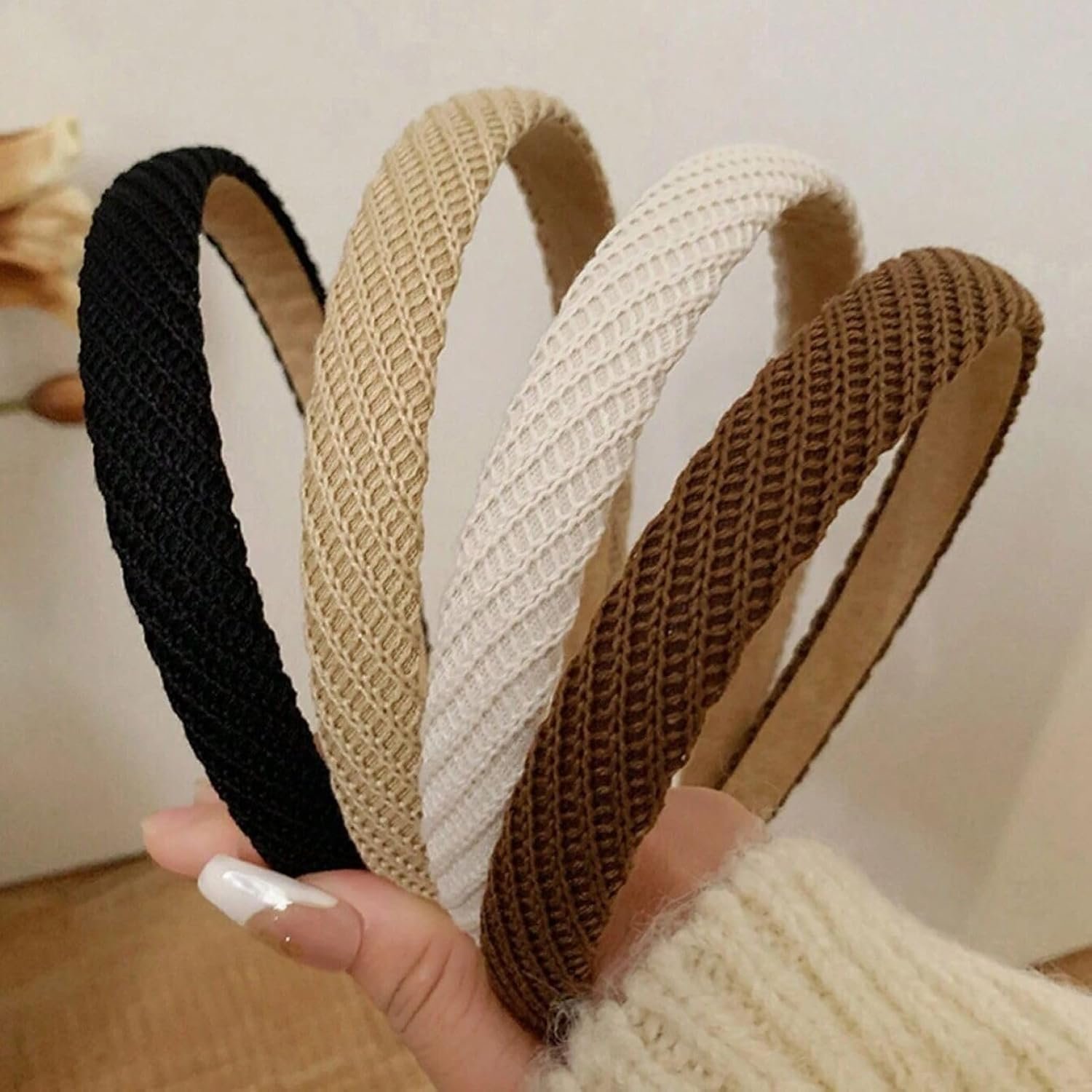 AIBFRID Headbands for Women Thin Knitted Hairbands Fashion Non Slip Headband for Women’s Hair Cute Solid Colors Hair Accessories 4 PCS