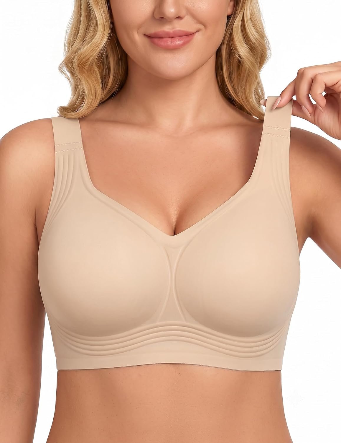 PoseFree Jelly Bras for Women No Underwire, Supportive Wireless Comfort Bra, Full Coverage Back Smoothing Bra