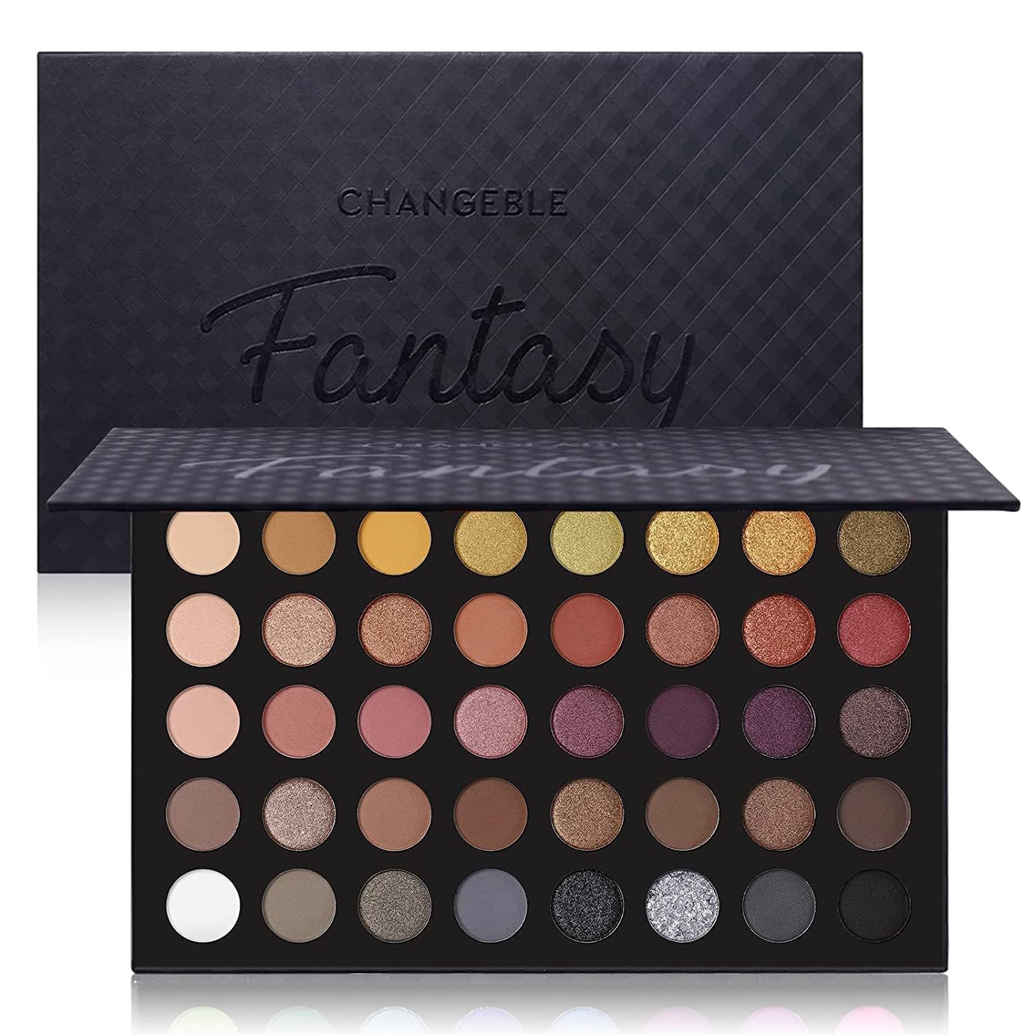 UCANBE Professional Neutral Smokey Eyeshadow Makeup Palette, Matte Shimmer Metallic Black Grey Dark Goth Eye Shadows for Halloween, Pigmented Warm Smoky Naked Nude Rosy Gold Brown Pallet Make Up Kit