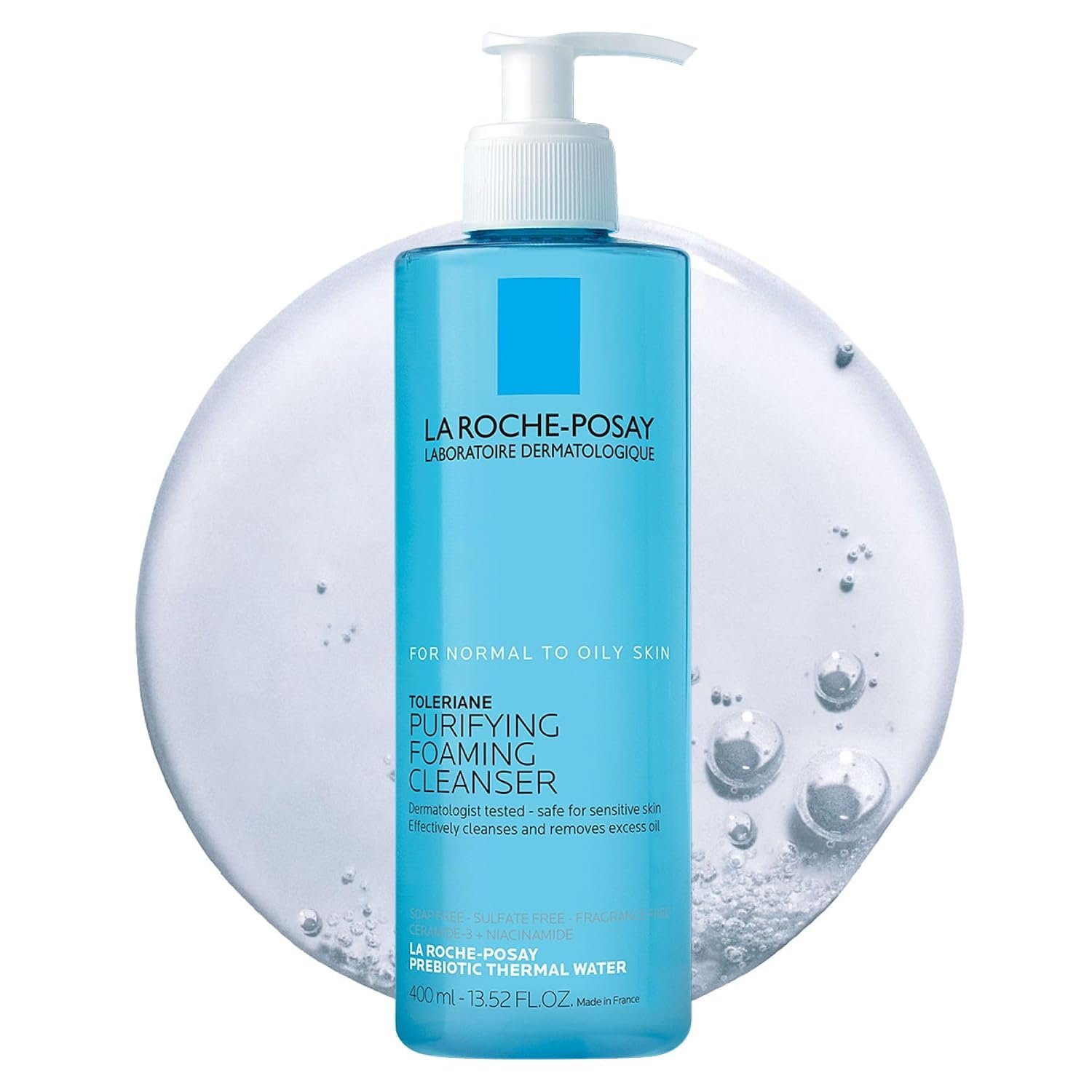La Roche-Posay Toleriane Purifying Foaming Facial Cleanser, 13.52oz | Oil free face wash for sensitive skin with niacinamide and ceramides. Pore cleanser that won’t dry out skin and is soap free.