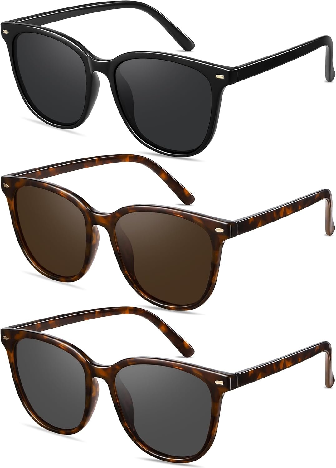 Retro Polarized Sunglasses for Women Men Big Frame Vintage Style Trendy Shade UV400 Protection Lens Sun Glasses