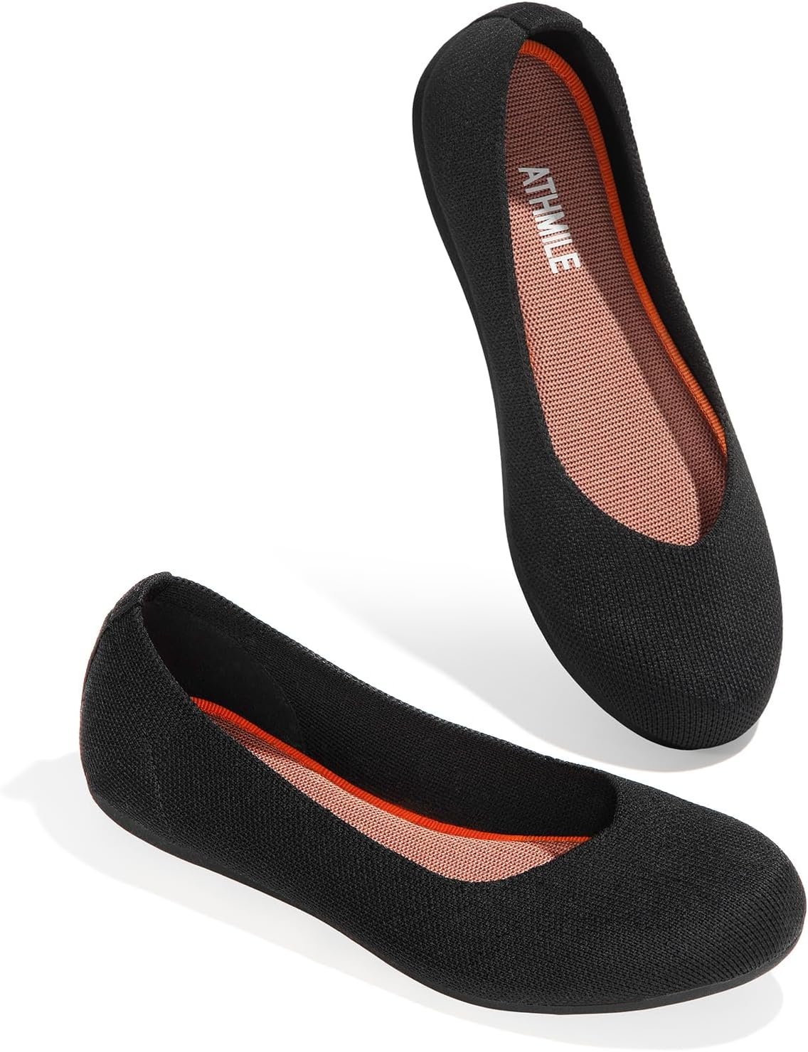 ATHMILE Women’s Flat Ballet Shoes Knit Flat Shoes for Women Round Toe | Slip on Women Flats for Dressy Casual Office Work Wedding Comfort Soft