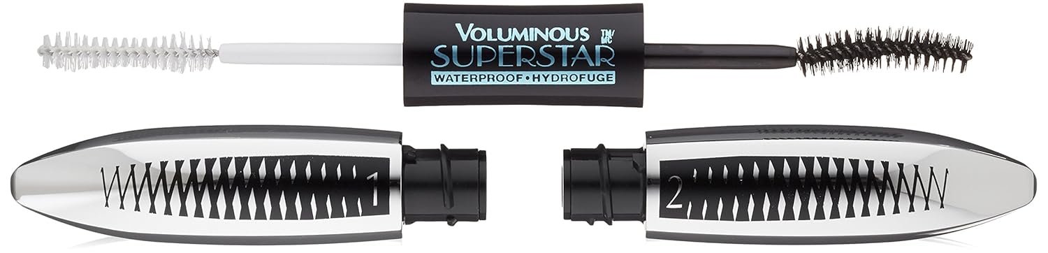L’Oreal Paris Cosmetics Voluminous Superstar Mascara, Waterproof, Blackest Black, 0.41 Fl. Oz, 1 Count