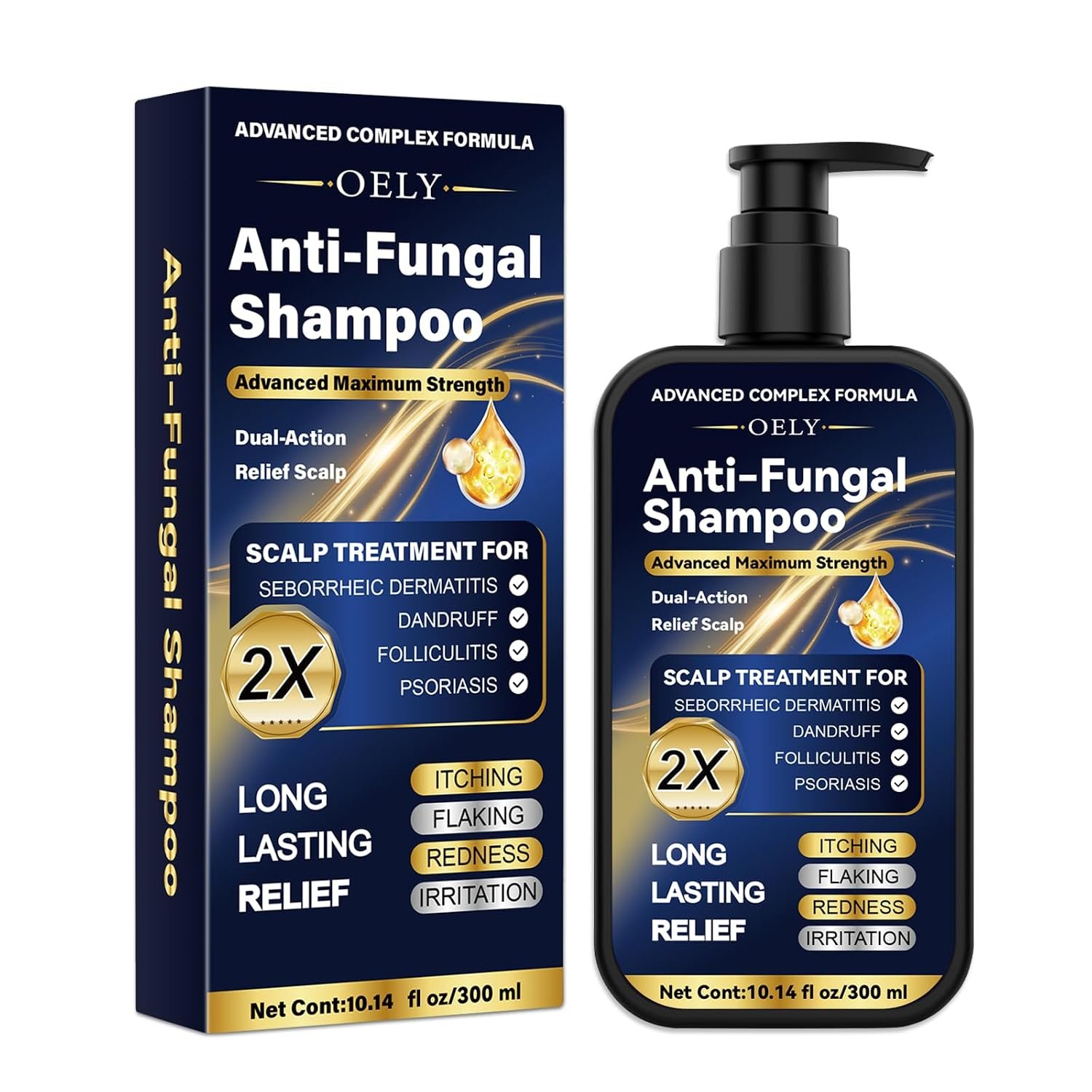 Enhanced Antifungal Shampoo for Seborrheic Dermatitis & Folliculitis-Fresh | Anti-Dandruff Shampoo for Scalp Psoriasis for Men & Women , Relieves Itchy Dry Scalp, Sulfate & Paraben-Free, 10.1 Fl Oz
