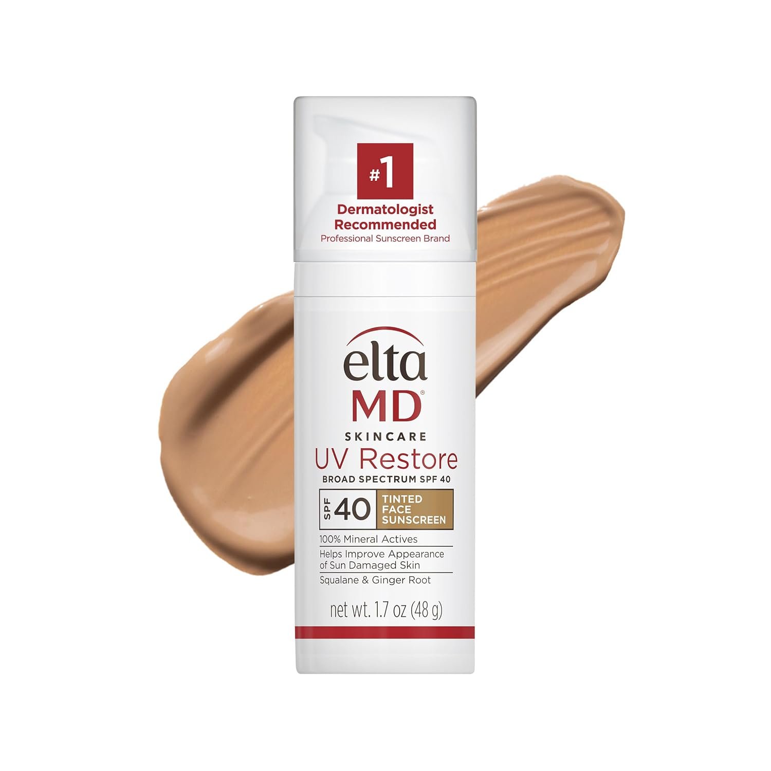 EltaMD UV Restore 100% Mineral Face Sunscreen For Mature Skin, SPF 40 | For Adults with Visible Sun Damage, Fine Lines, or Age Spots, Zinc Oxide Formula, Lightweight, Restores Skin Moisture