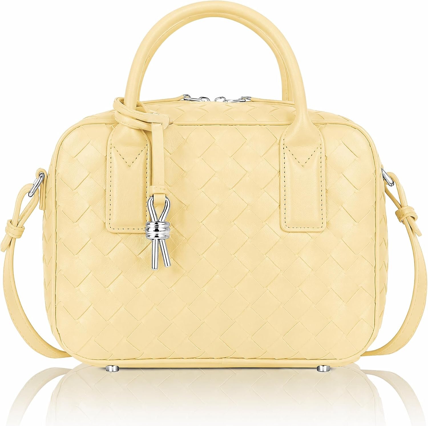 Women’s Handmade Woven Top Handle Bag Luxury Crossbody Purse Designer Shoulder Handbag Woven Purse