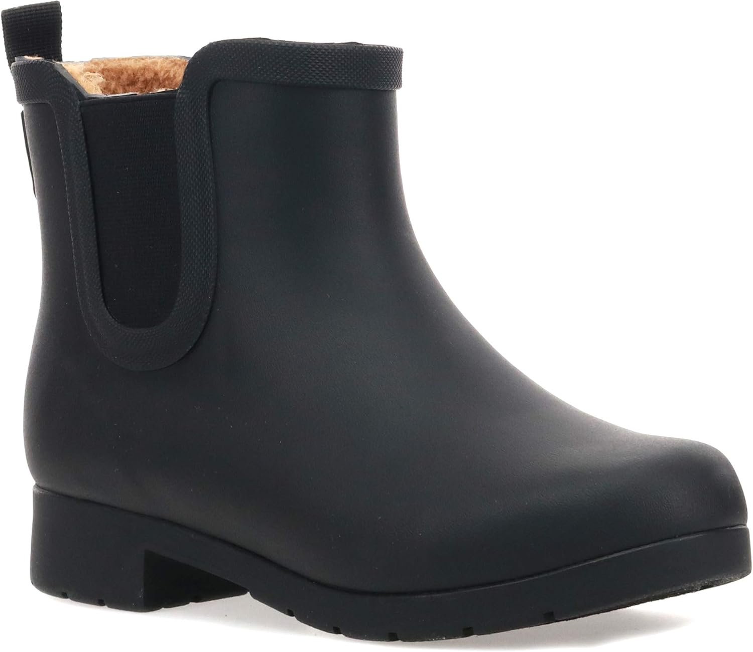 Chooka Women’s Delridge Waterproof Faux Fur Chelsea Rain Boot Slip On | Ladies pull-on street style shoes with plush lining, built for puddles, styled for the city