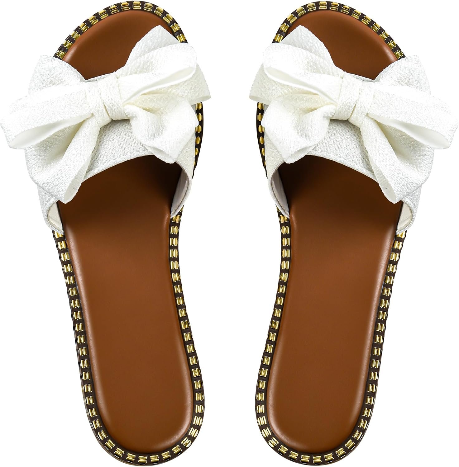 Sksshion Women’s Bow Knot Slides Open Toe Flat Sandals Summer Slip On Slippers