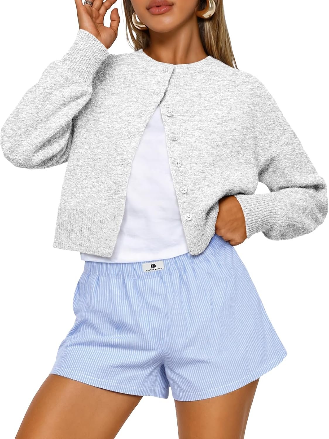 Trendy Queen Cropped Cardigan Sweaters for Women Fall Fashion Clothes 2026 | Lightweight Knit Button-Down, Versatile Layering Piece for Fall, Spring & Office Wear