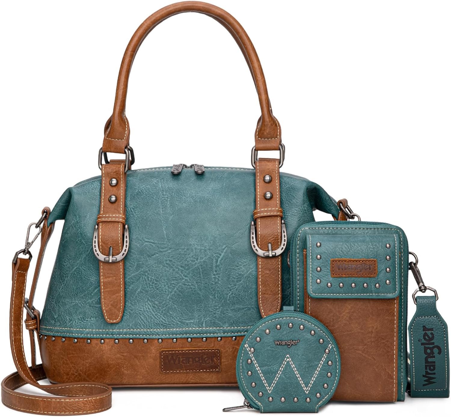 Wrangler 3Pcs Doctor Bag Sets for Women Top-handle Satchel Bag with Cell Phone Handbag and Coin Purse