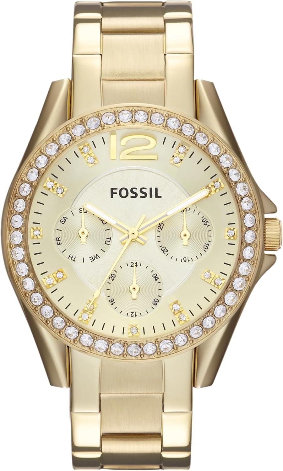 Fossil Women’s Watch, Riley Quartz Stainless Steel Multifunction Watch for Women