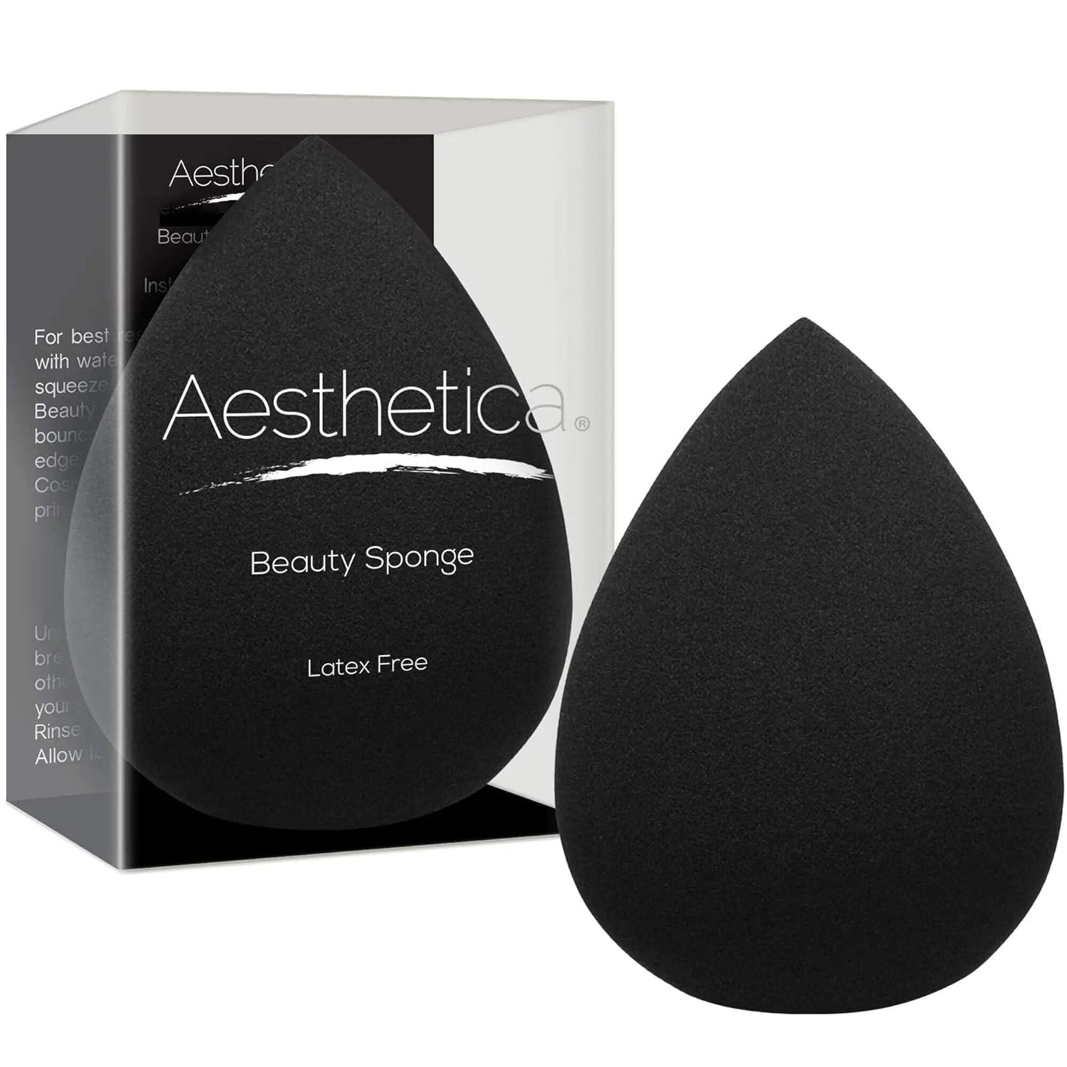 Aesthetica Beauty Sponge Blender, Latex Free & Vegan Makeup Sponge Blender | Aesthetica Cosmetics Beauty Sponge Blender For Powder, Cream or Liquid Application – One Piece Make Up Sponge