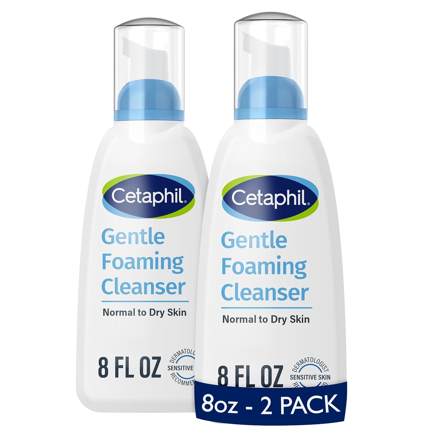 Cetaphil Oil Free Gentle Foaming Facial Cleanser, Sensitive Skin, 8 fl oz, 2 ct