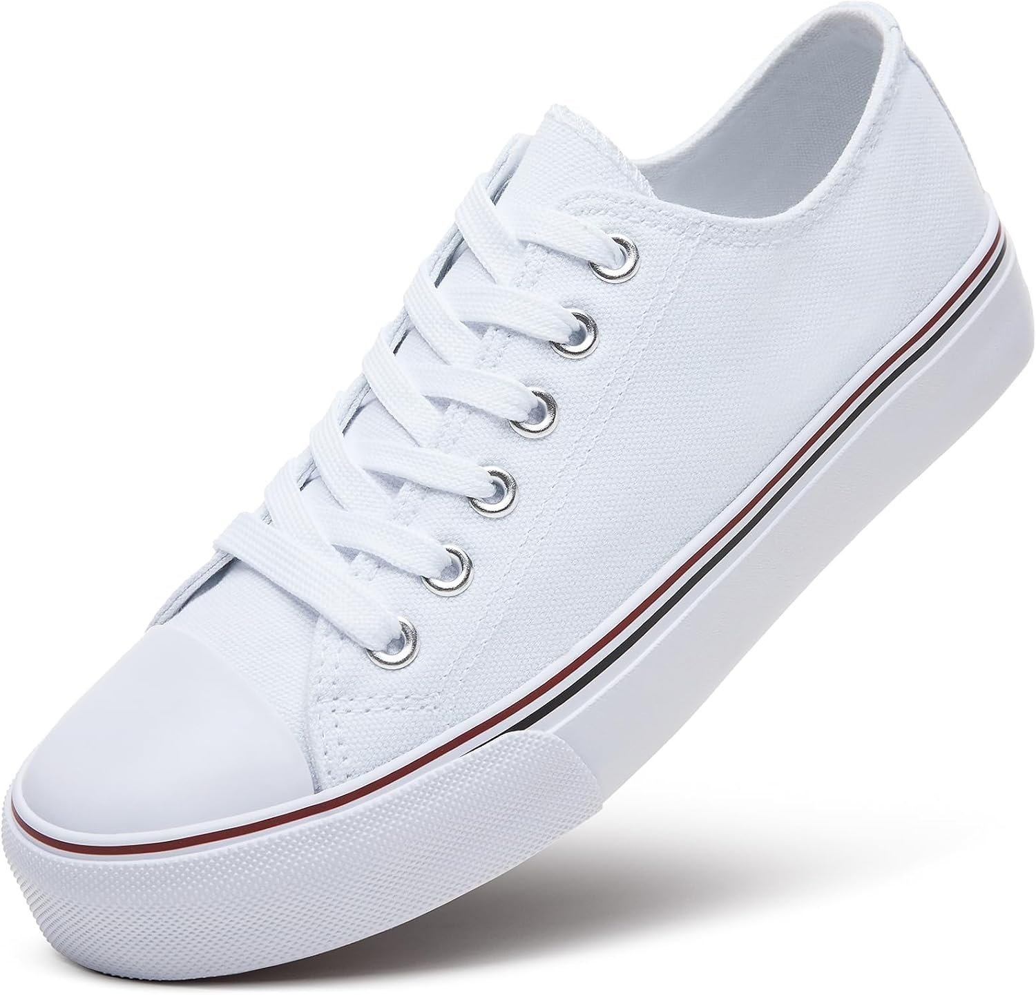 ZGR Womens White Tennis Shoes for Women,Low Tops Lace up Canvas Sneakers | Breathable canvas upper,memory foam comfort,non-slip outsole,low tops,lace-up,for walking,tennis,casual