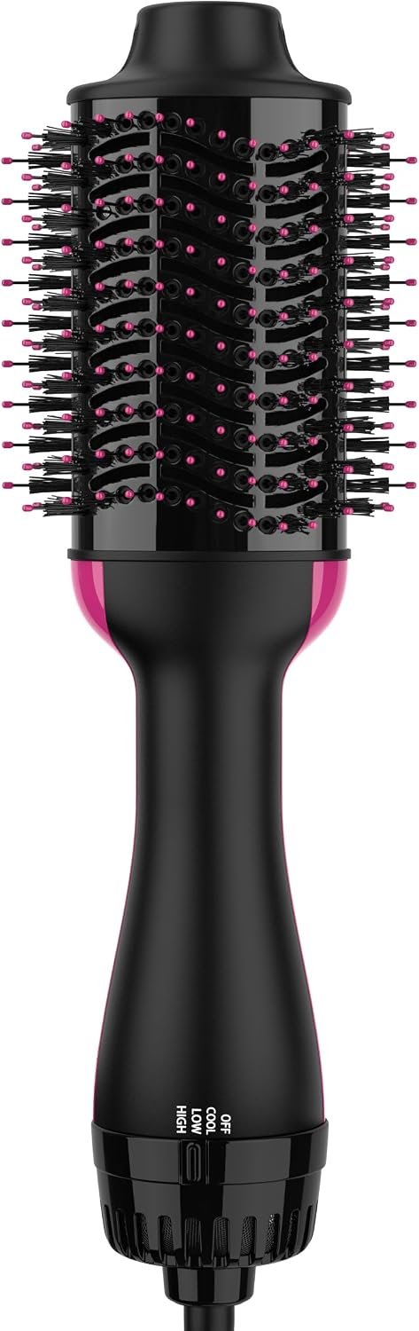 Hair Dryer Brush Blow Dryer Brush in One, Upgraded 4 in 1 Hair Dryer and Styler Volumizer with Negative Ion Anti-frizz Ceramic Titanium Barrel Hot Air Hair Straightener Brush