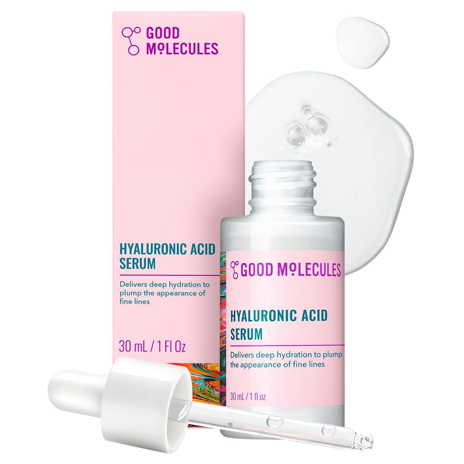 Good Molecules Hyaluronic Acid Serum for Face, Hydrating Serum, 1 fl oz | Deeply hydrates to plump the look of fine lines. Boosts skin hydration after one use. All skin types.