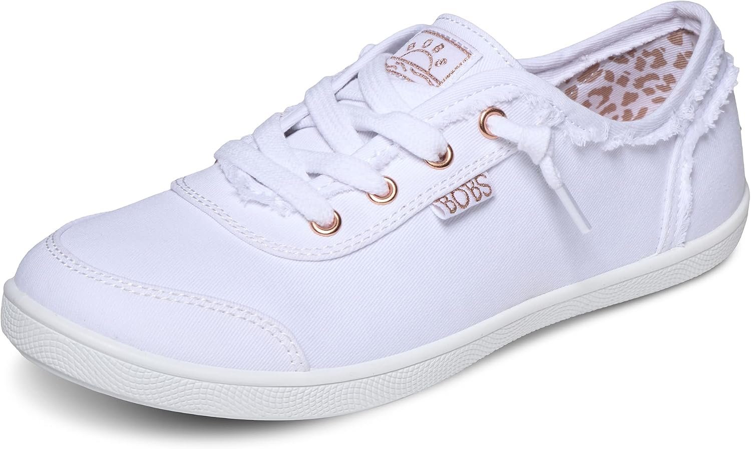 Skechers Women’s Bobs B Cute Sneaker – Memory Foam, Flexible Outsole, Lightweight Vegan Shoes | Casual sneaker, Memory Foam footbed, Machine Washable, Flexible outsole, soft canvas upper with tied-off deco laces