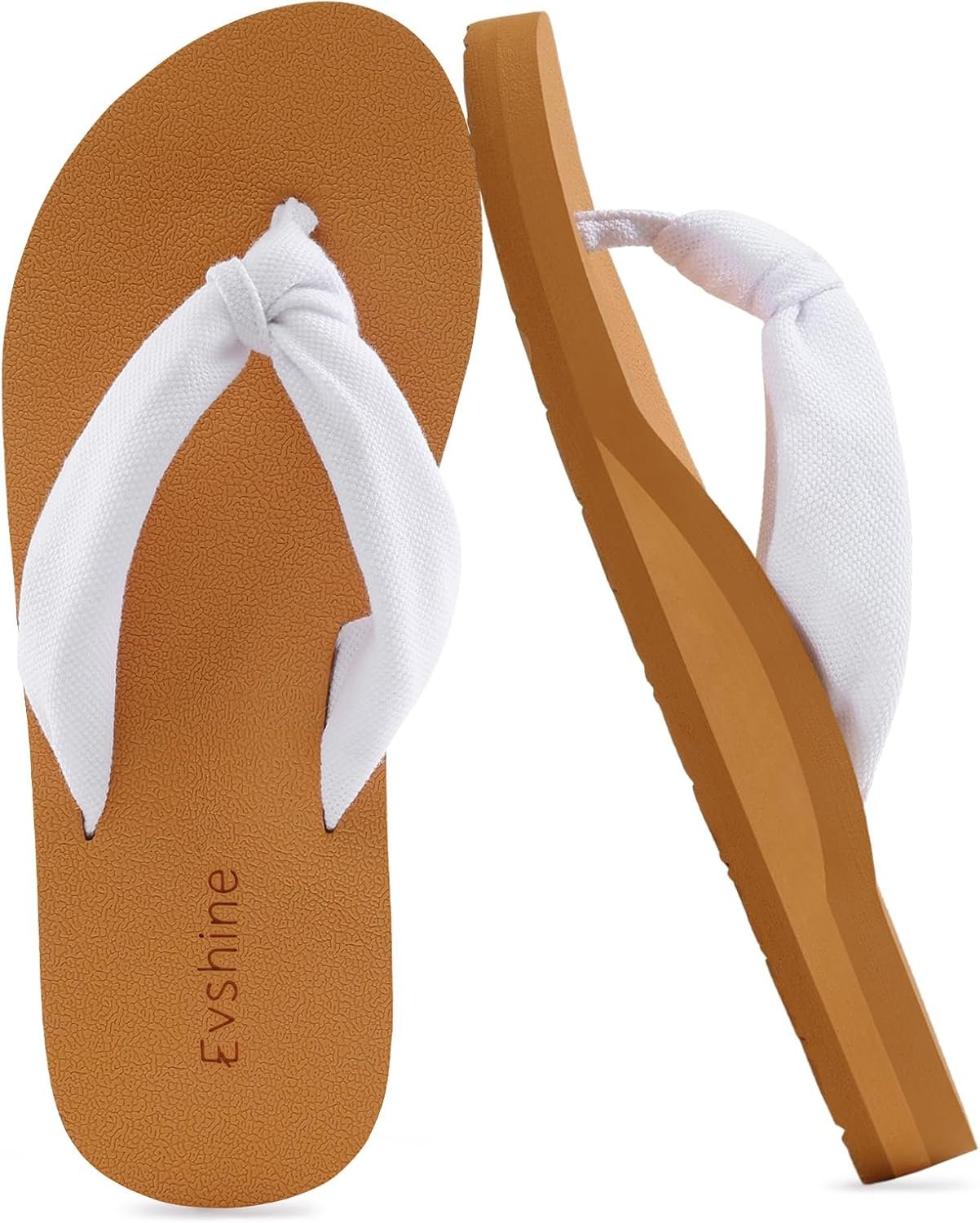 Evshine Women’s Flip Flops, Yoga Mat Thong Sandals | Soft Knit Straps, Moderate Arch Support, Lightweight Summer Sandals for Home, Beach, Pool, Travel
