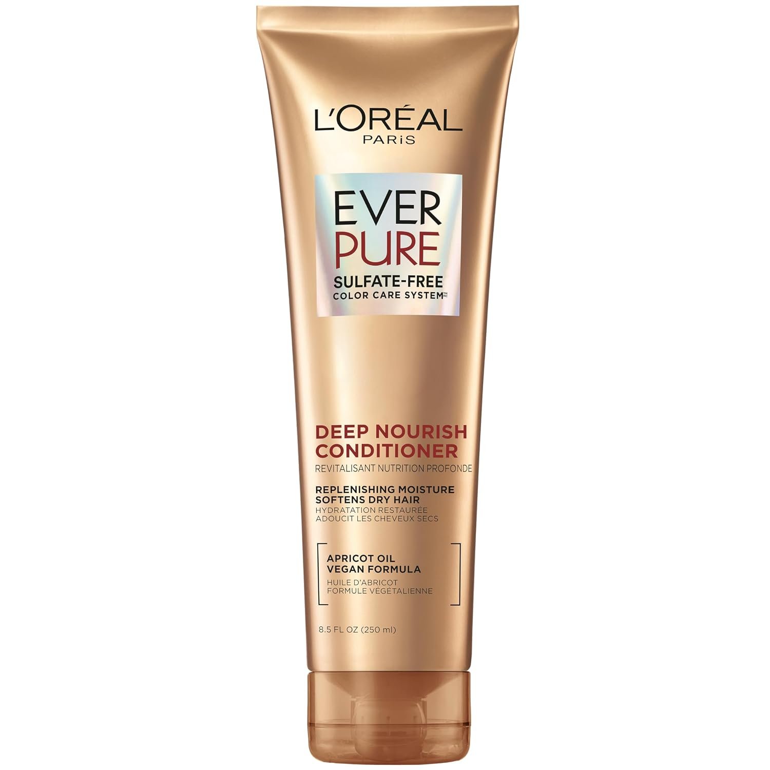 L’Oreal Paris Hair Conditioner for Dry Hair, Triple Action Hydration, Apricot Oil Infused, EverPure, 8.5 Fl Oz (Packaging May Vary)