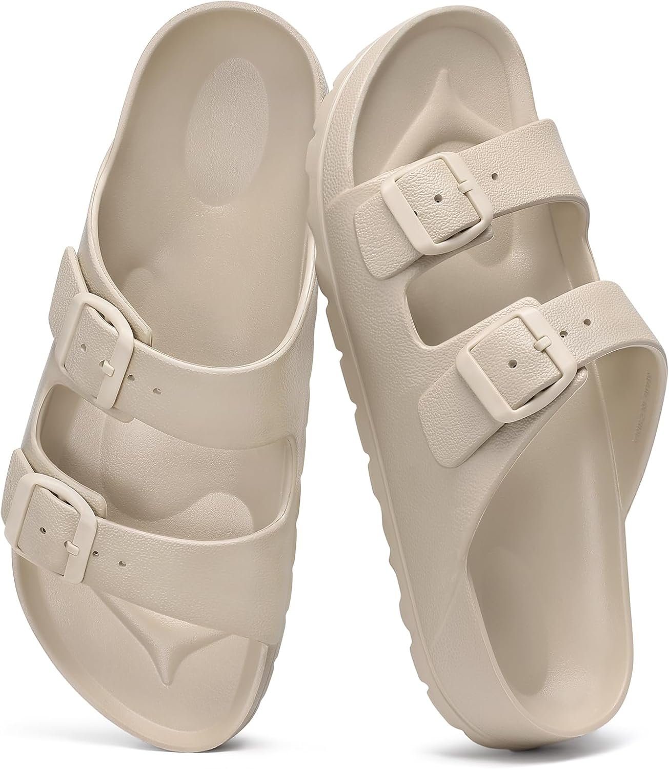 shevalues Women’s Comfort EVA Sandals Medium Arch Support Beach Slides | Adjustable Double Buckle, Waterproof, Lightweight, Soft Cushioned, Non-slip, Slip-On