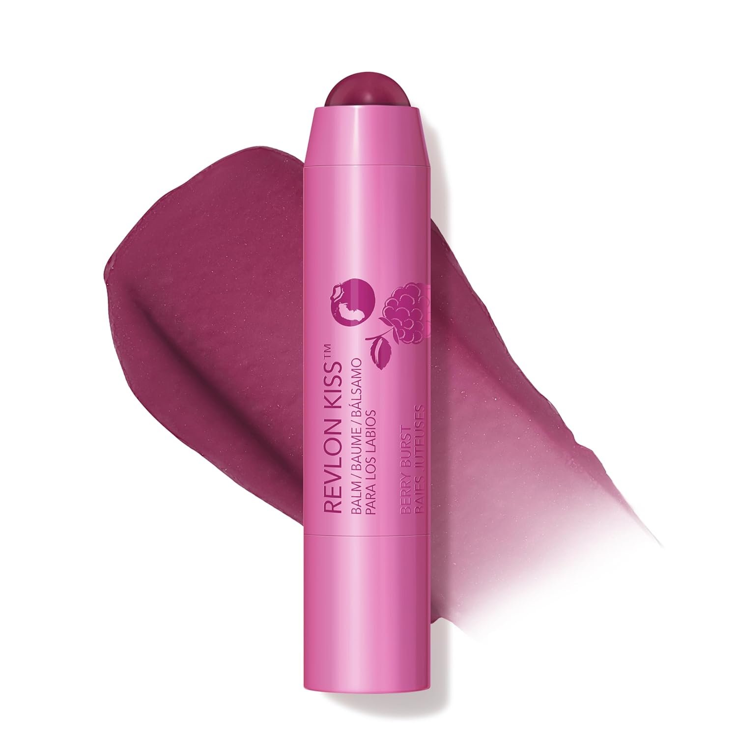 Revlon Kiss Balm with Sunscreen SPF 20, 035 Berry Burst, 0.09 oz | Tinted lip balm infused with natural fruit oils. Up to 8 hours of moisture with SPF 20 protection.