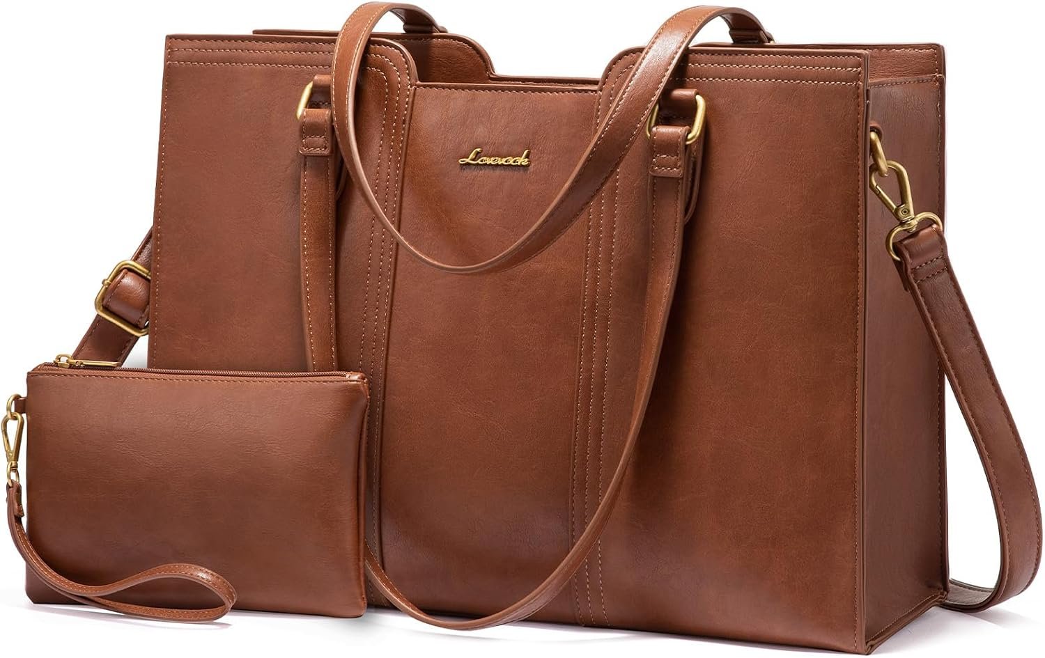 LOVEVOOK Laptop Bag for Women – Waterproof Work Bag for Women & Vintage Laptop Tote Purse with Wristlet