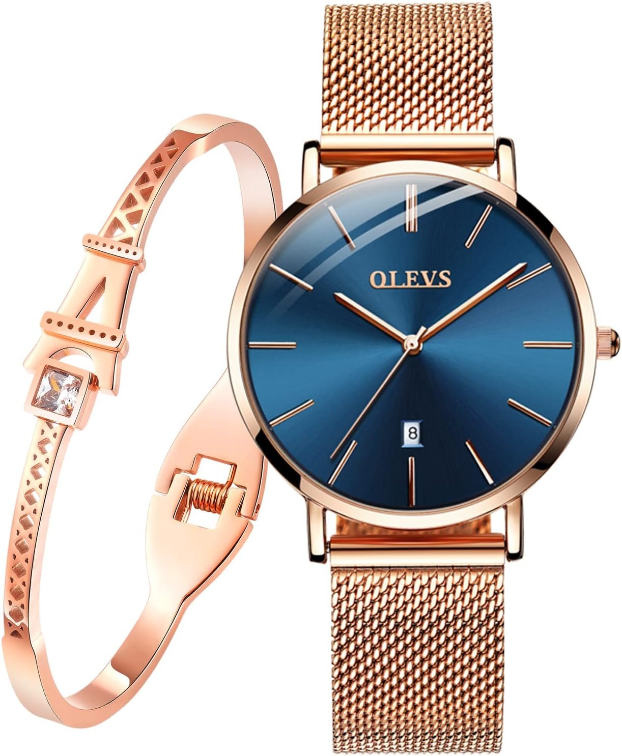 OLEVS Women Watches Business Dress Female Ladies for Small Wrist Watch Gold Silver Tone Stainless Steel Band Analog Simple Day Date Waterproof Lady Watches