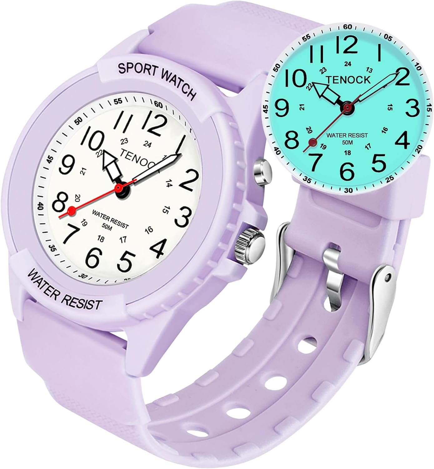 Analog Watches for Women Nurses 50M Waterproof, Night Light & 12/24H | Military Time, Soft Band, 39mm Case, Easy to Read, Nurse Essentials, Swimming, Daily Commute, Birthday Gift for Nurse Doctors