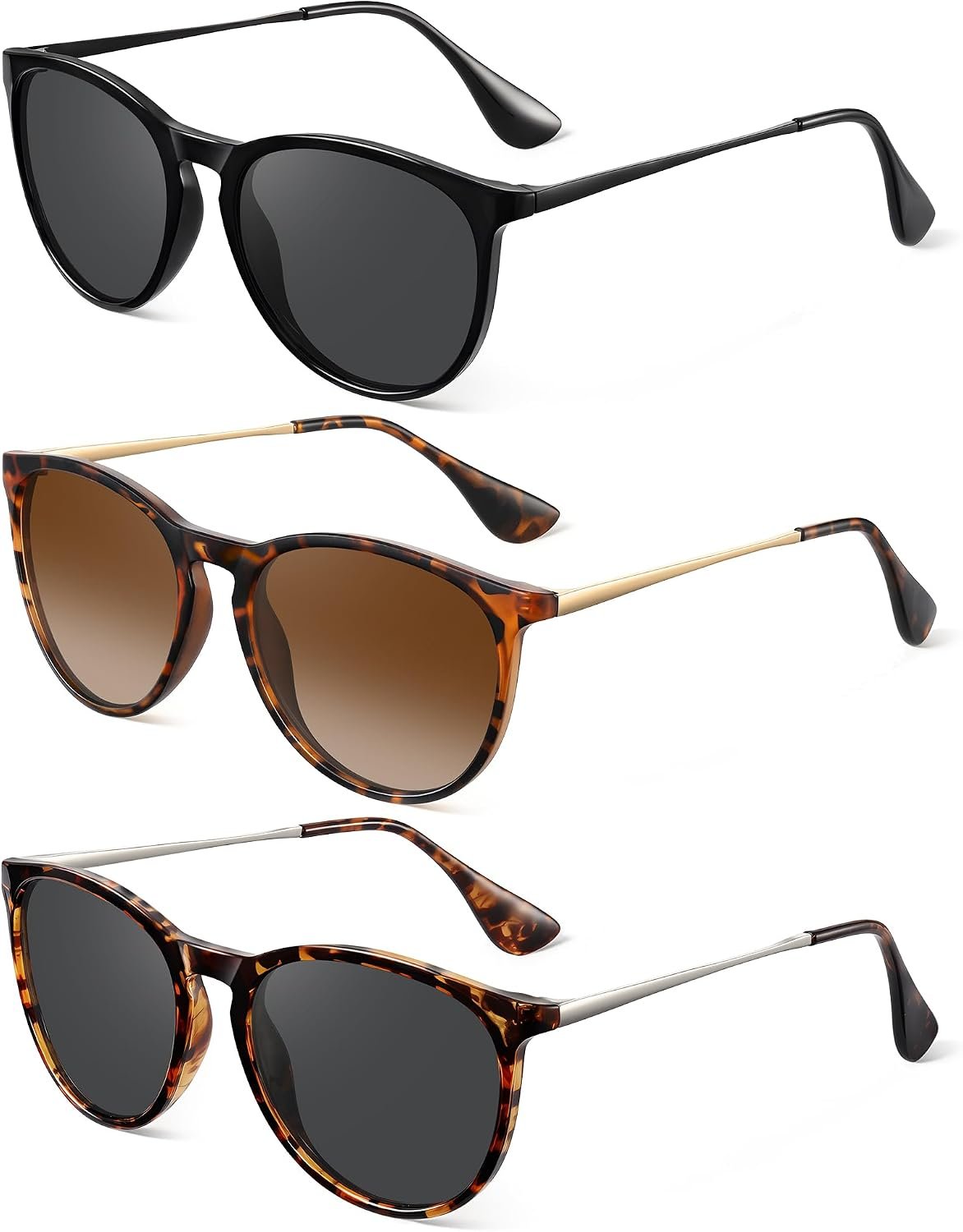 Polarized Round Sunglasses for Women Men with UV Protection | Vintage Sun Glasses Retro Trendy Sunnies Lightweight Frame Shades for Daily Outfits,Outdoor,Driving,Travel Beach Essentials